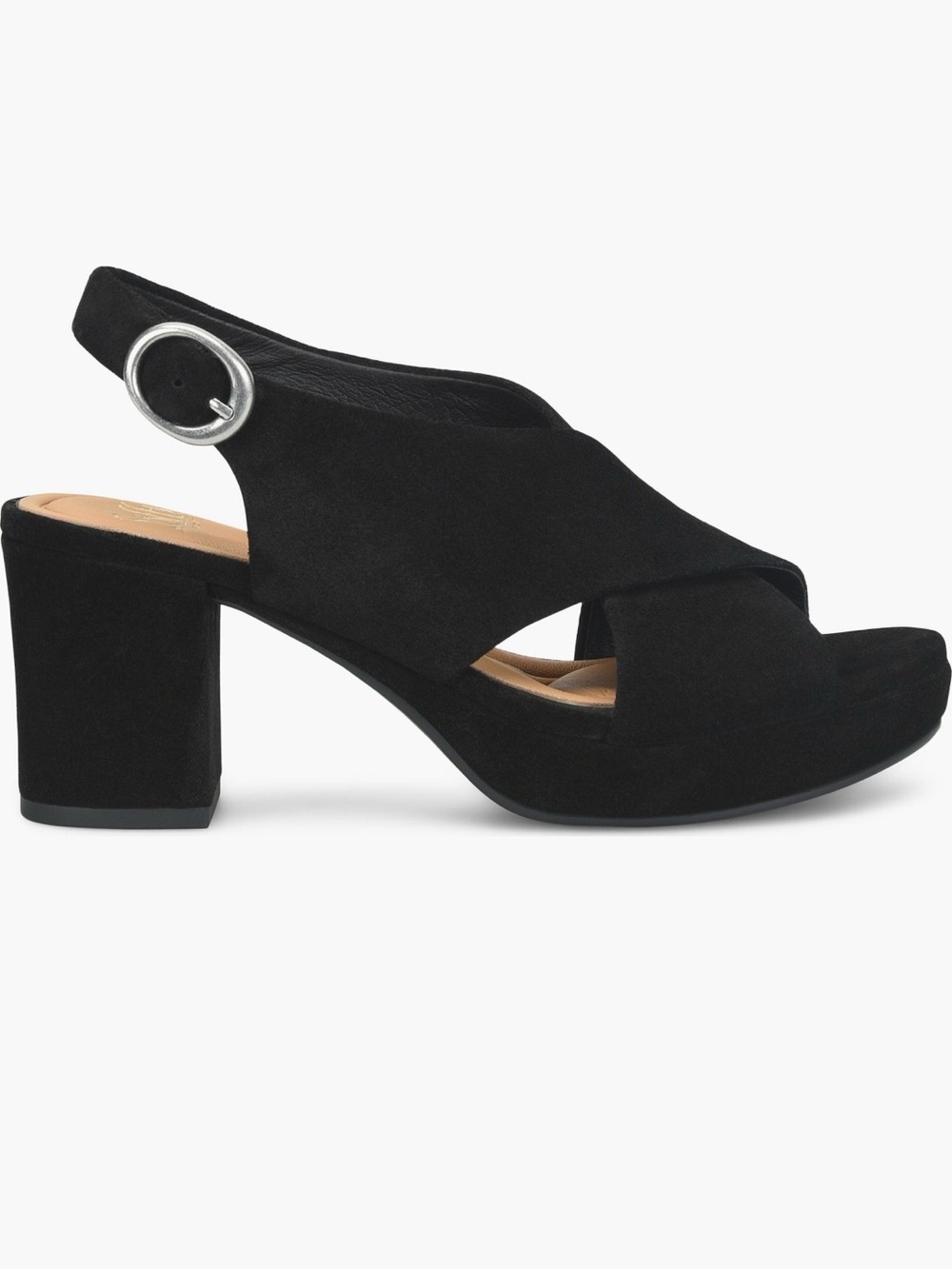 NWOT SOFFT Lyric Slingback Platform Black Suede Sandals
Size 8.5